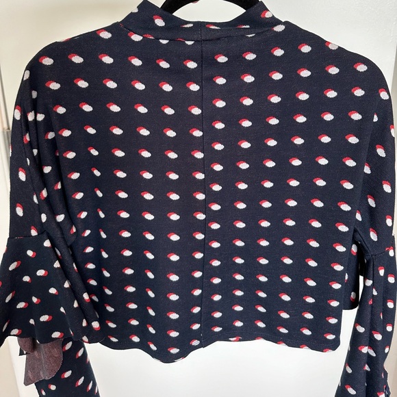 Polka Dot Cropped Tutleneck Top with Tie Sleeves - Picture 7 of 8